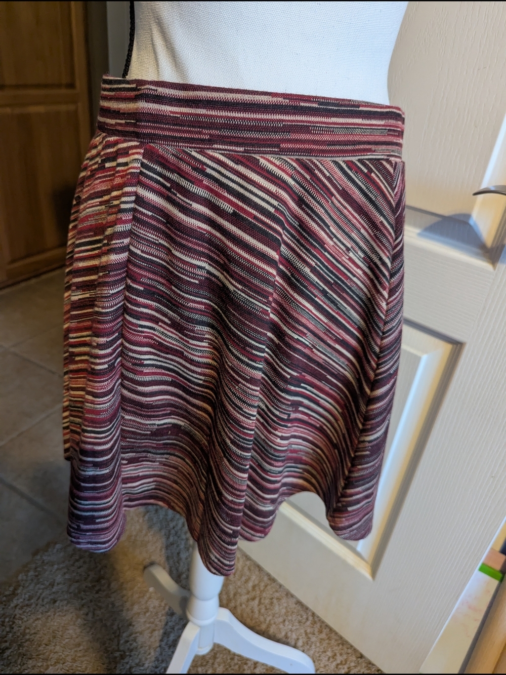 Joe B Burgundy Multi-Stripe Circle Skirt 17" Long
